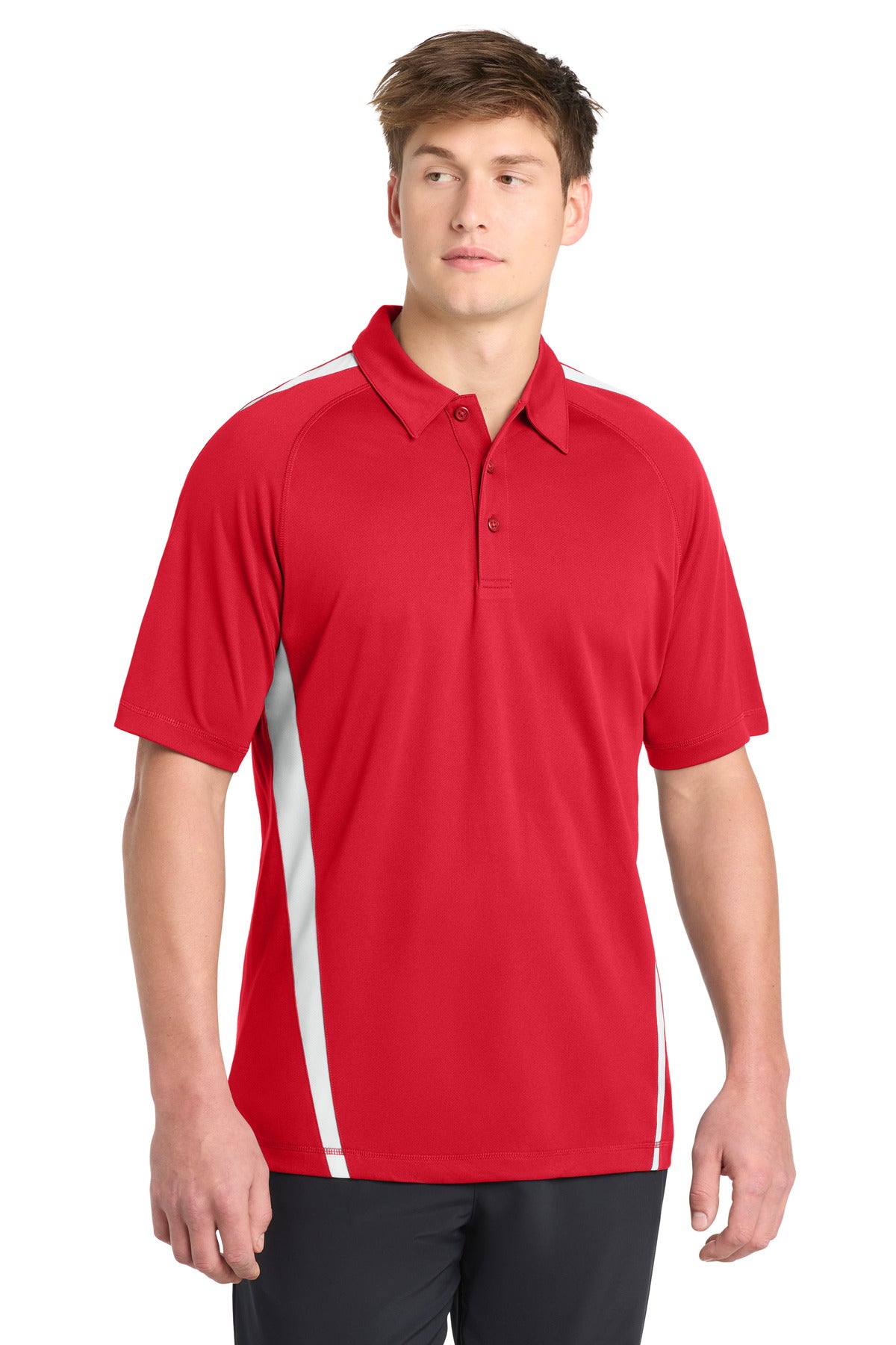 Sport-Tek PosiCharge Micro-Mesh Colorblock Polo. ST685 - True Red/ White