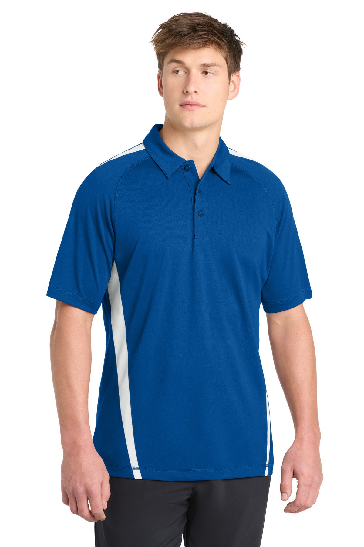 Sport-Tek PosiCharge Micro-Mesh Colorblock Polo. ST685 - True Royal/ White