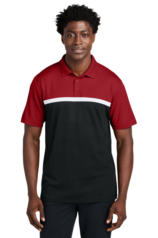 Sport-Tek UV Micropique Colorblock Polo ST741 - Deep Red/ Black/ White