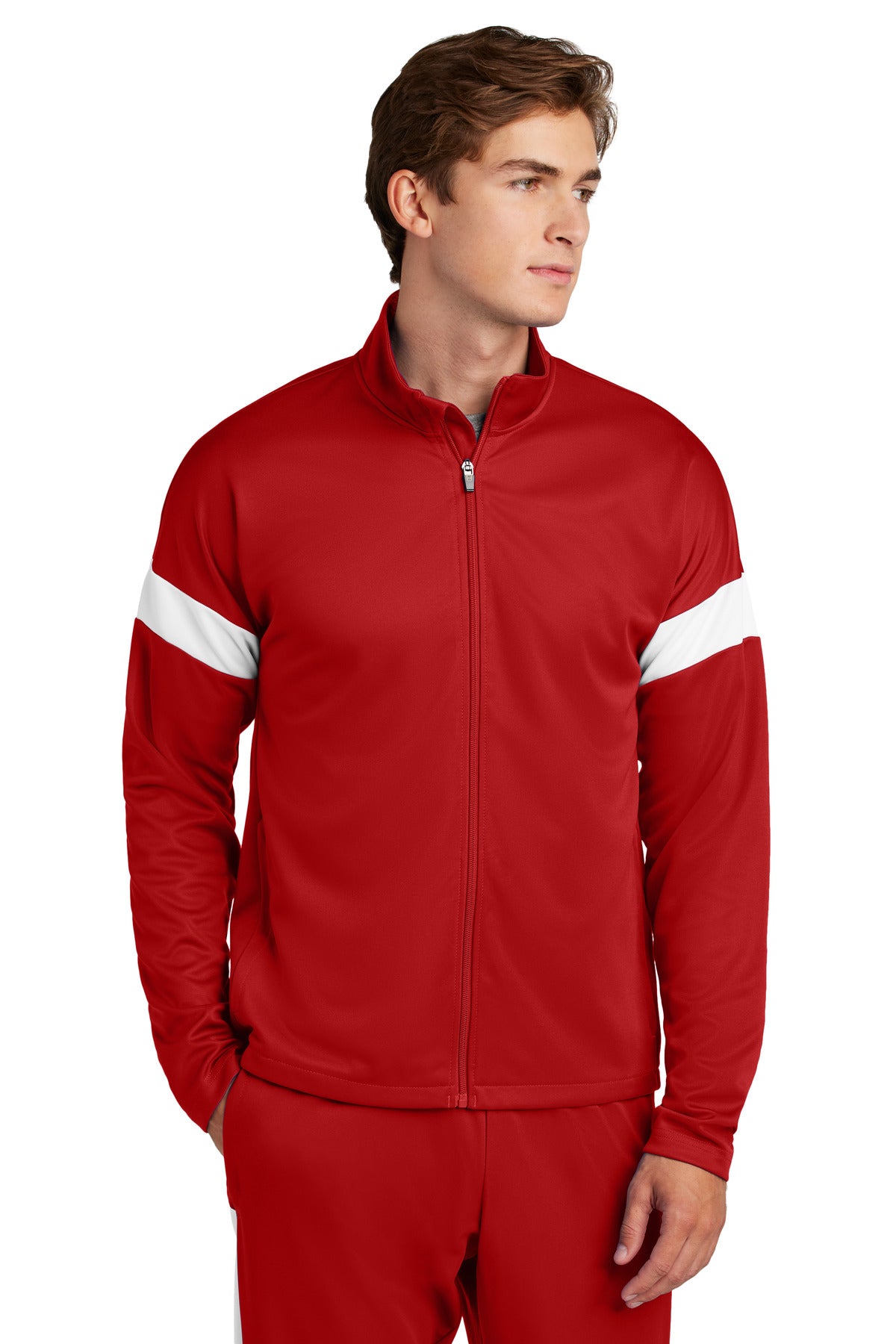 Sport-Tek Travel Full-Zip Jacket ST800 - Deep Red/ White