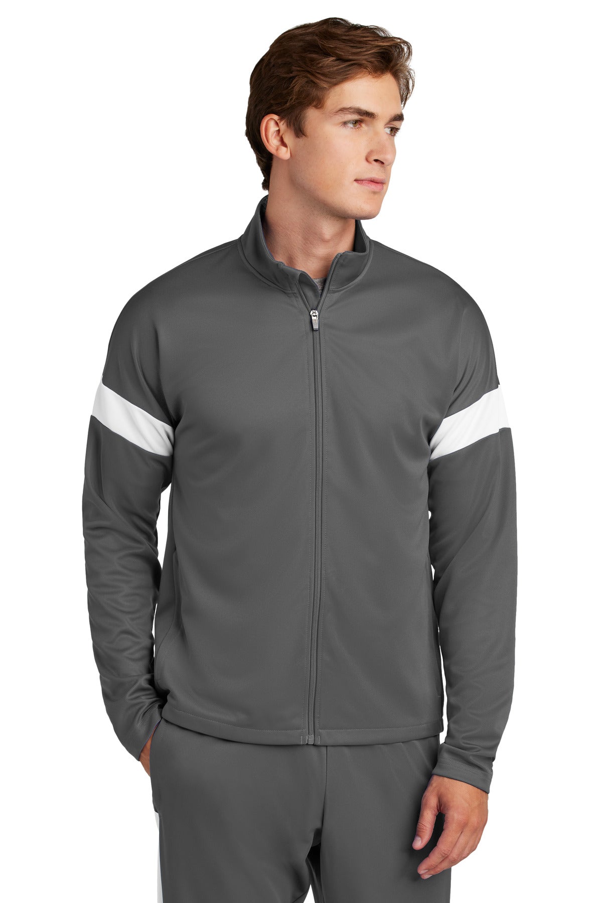 Sport-Tek Travel Full-Zip Jacket ST800 - Iron Grey/ White