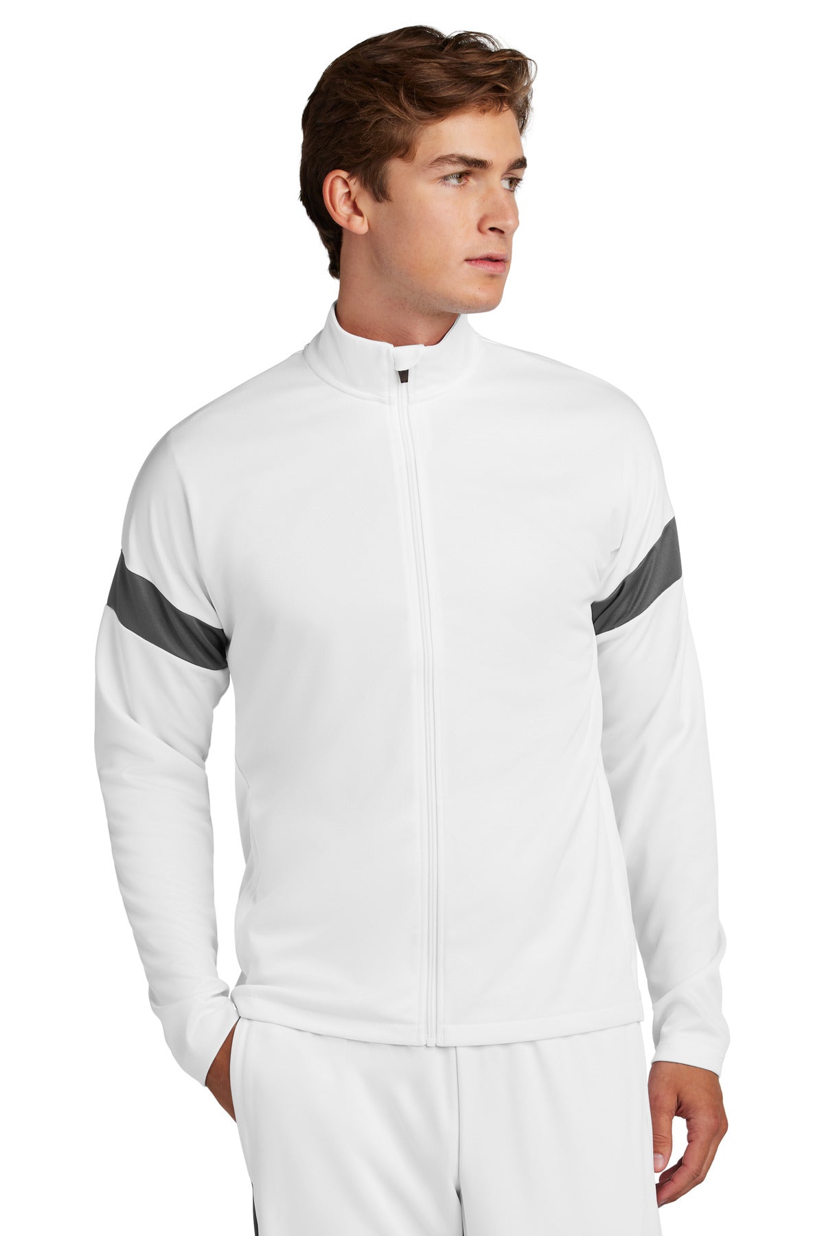 Sport-Tek Travel Full-Zip Jacket ST800 - White/ Iron Grey