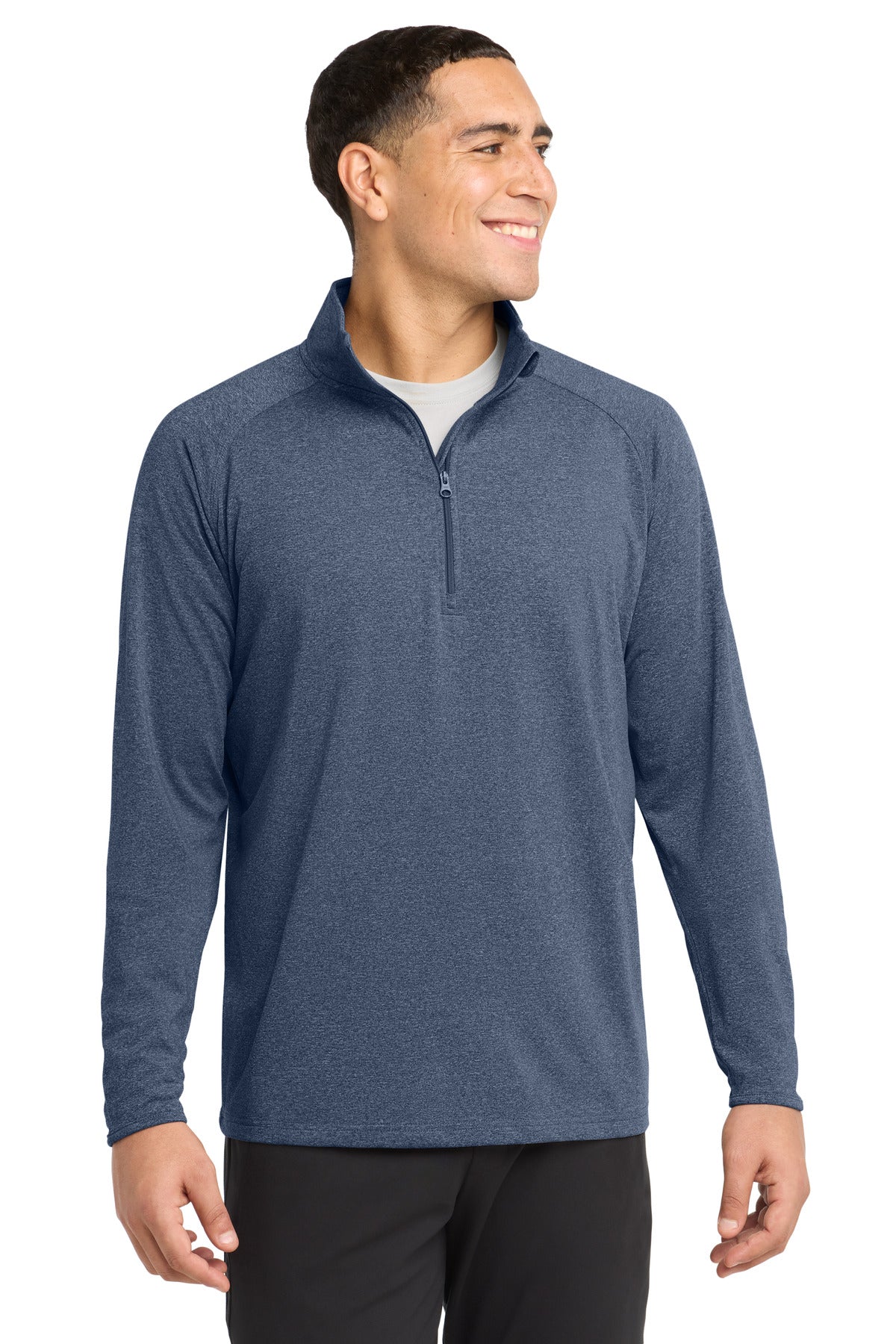 Sport-Tek Sport-Wick Stretch 1/4-Zip Pullover. ST850 - True Navy Heather