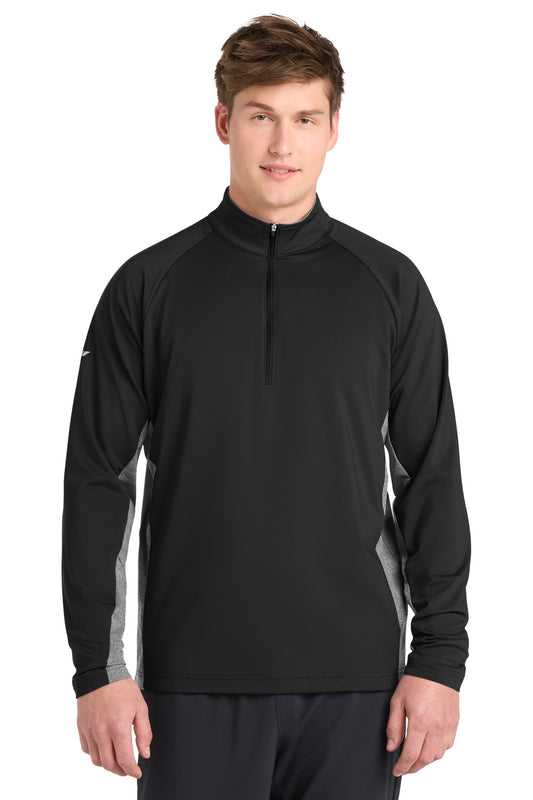 Sport-Tek Sport-Wick Stretch Contrast 1/4-Zip Pullover. ST854 - Black/ Charcoal Grey Heather