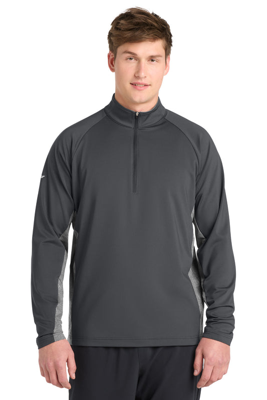 Sport-Tek Sport-Wick Stretch Contrast 1/4-Zip Pullover. ST854 - Charcoal Grey/ Charcoal Grey Heather