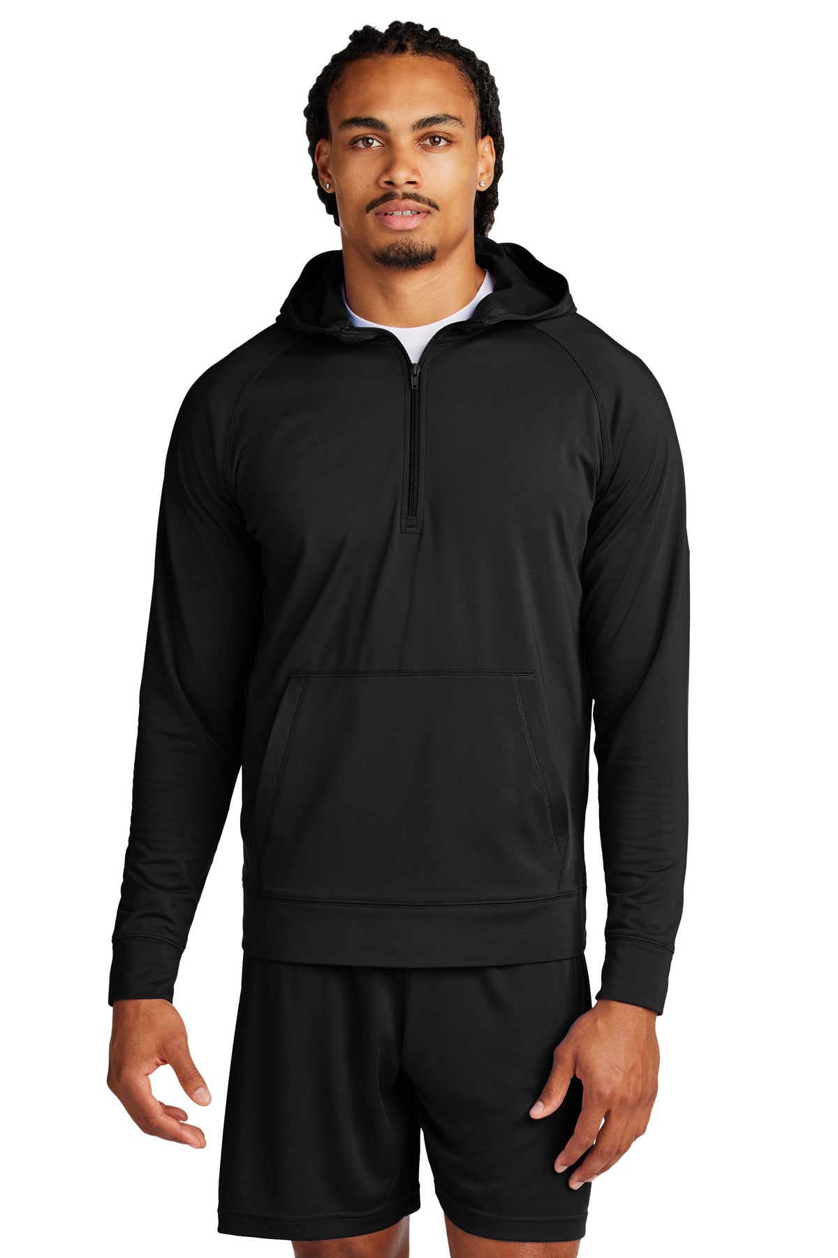 Sport-Tek Sport-Wick Stretch 1/2-Zip Hoodie ST856 - Black