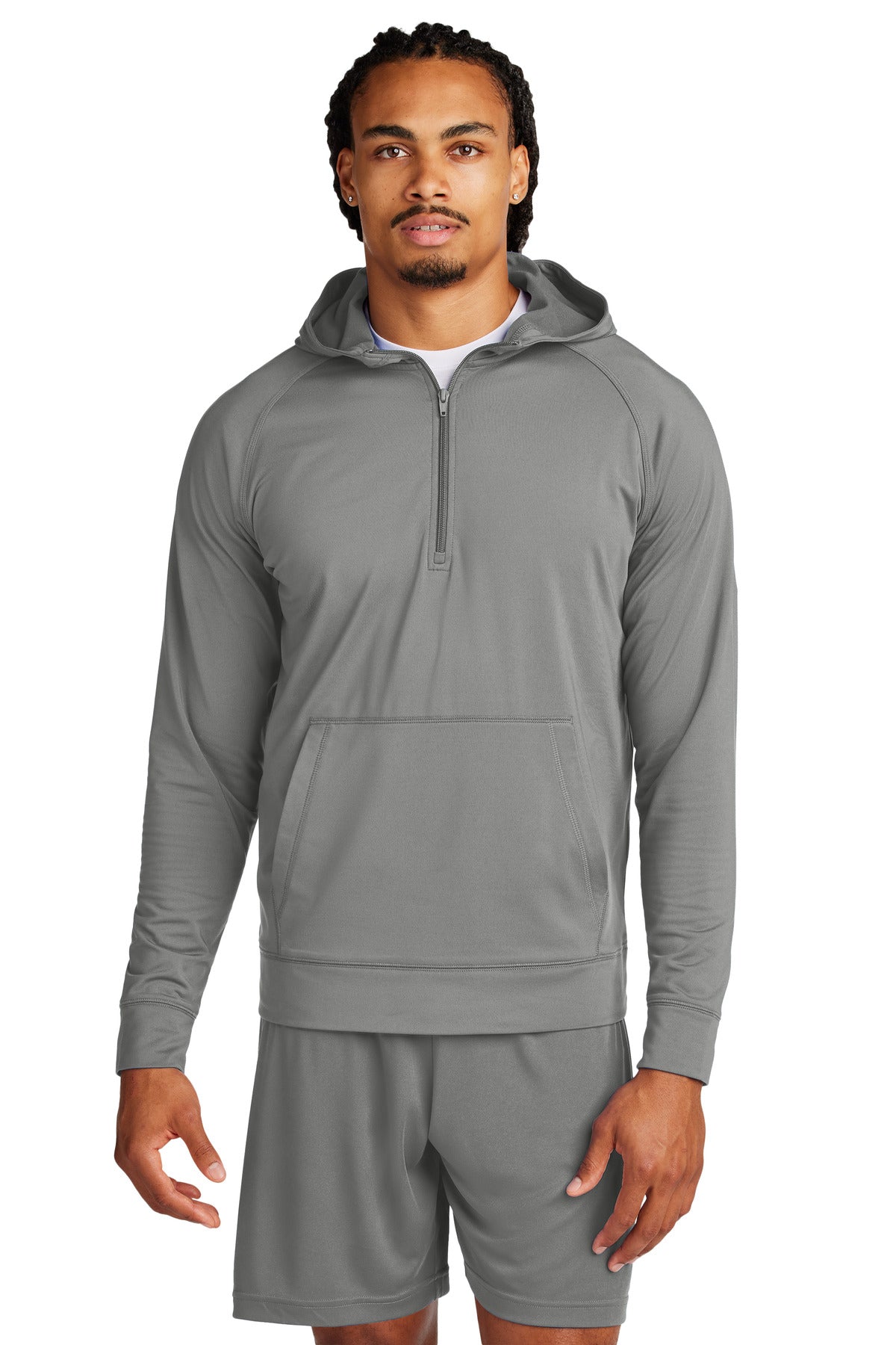 Sport-Tek Sport-Wick Stretch 1/2-Zip Hoodie ST856 - Charcoal Grey