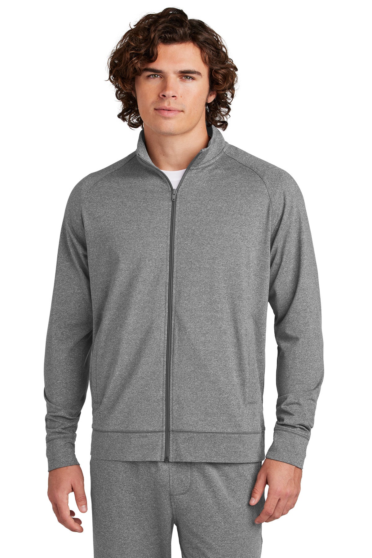 Sport-Tek Sport-Wick Stretch Full-Zip Cadet Jacket ST857 - Charcoal Grey Heather