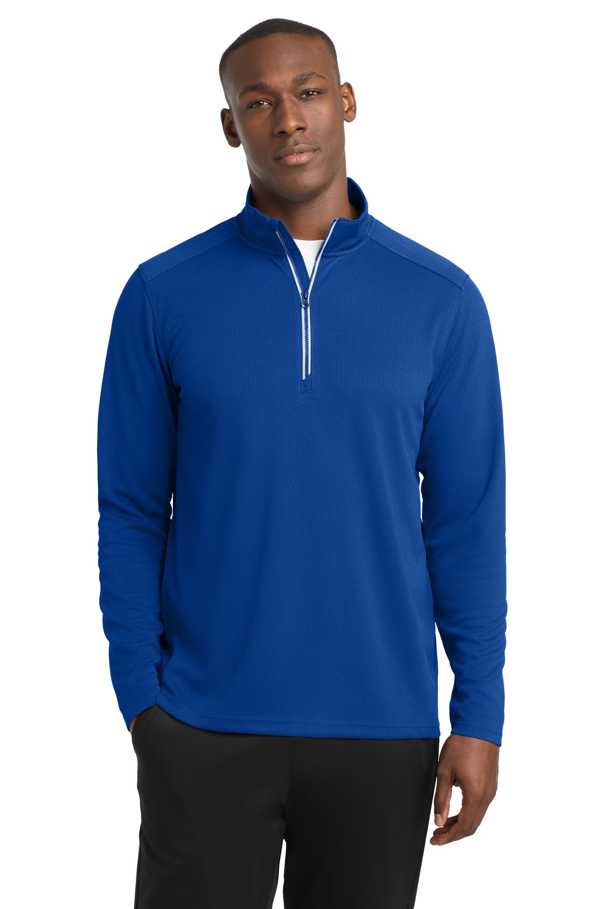 Sport-Tek Sport-Wick Textured 1/4-Zip Pullover.  ST860 - True Royal
