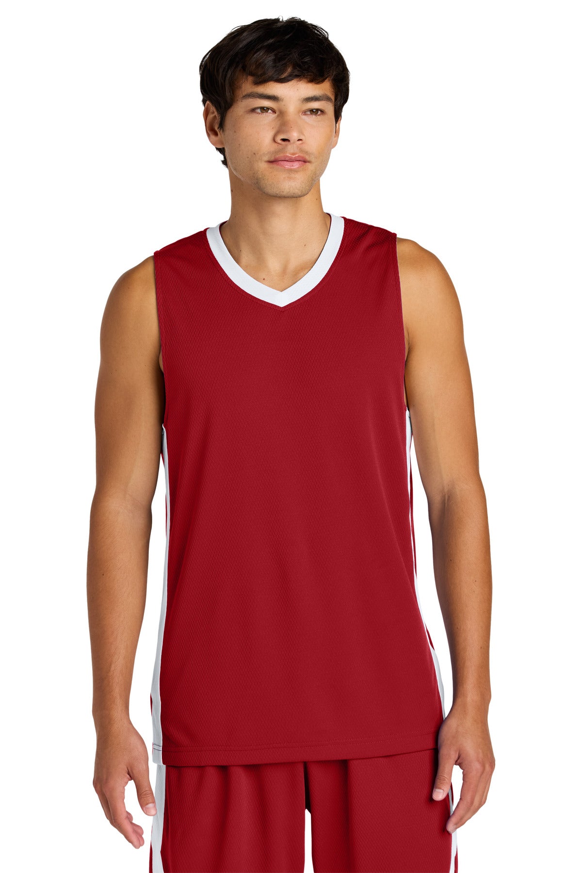 Sport-Tek Rival Basketball Rev Jersey ST900 - Deep Red/ White