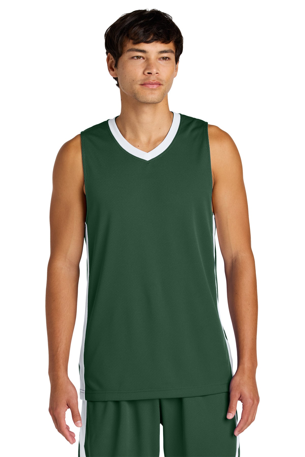 Sport-Tek Rival Basketball Rev Jersey ST900 - Forest Green/ White