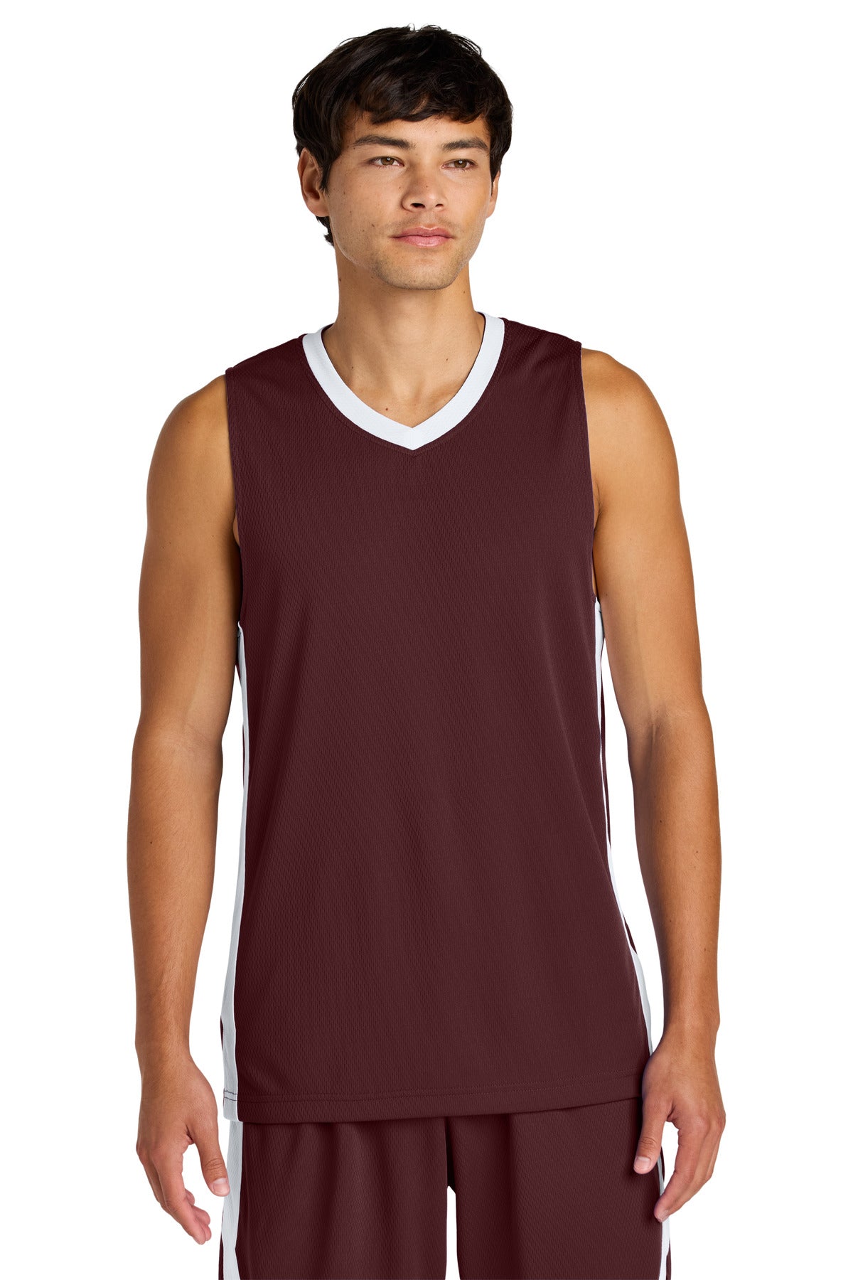 Sport-Tek Rival Basketball Rev Jersey ST900 - Maroon/ White