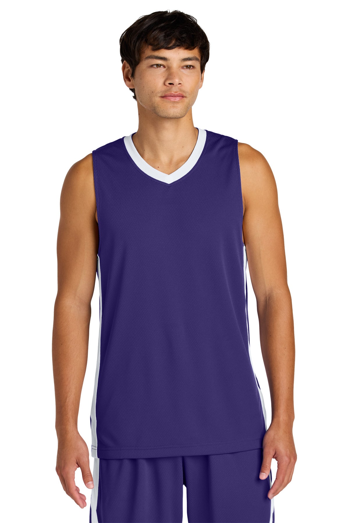 Sport-Tek Rival Basketball Rev Jersey ST900 - Purple/ White