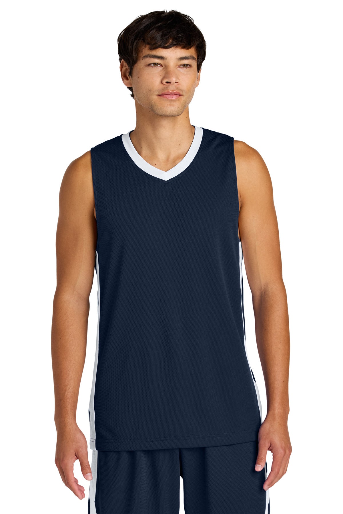 Sport-Tek Rival Basketball Rev Jersey ST900 - True Navy/ White