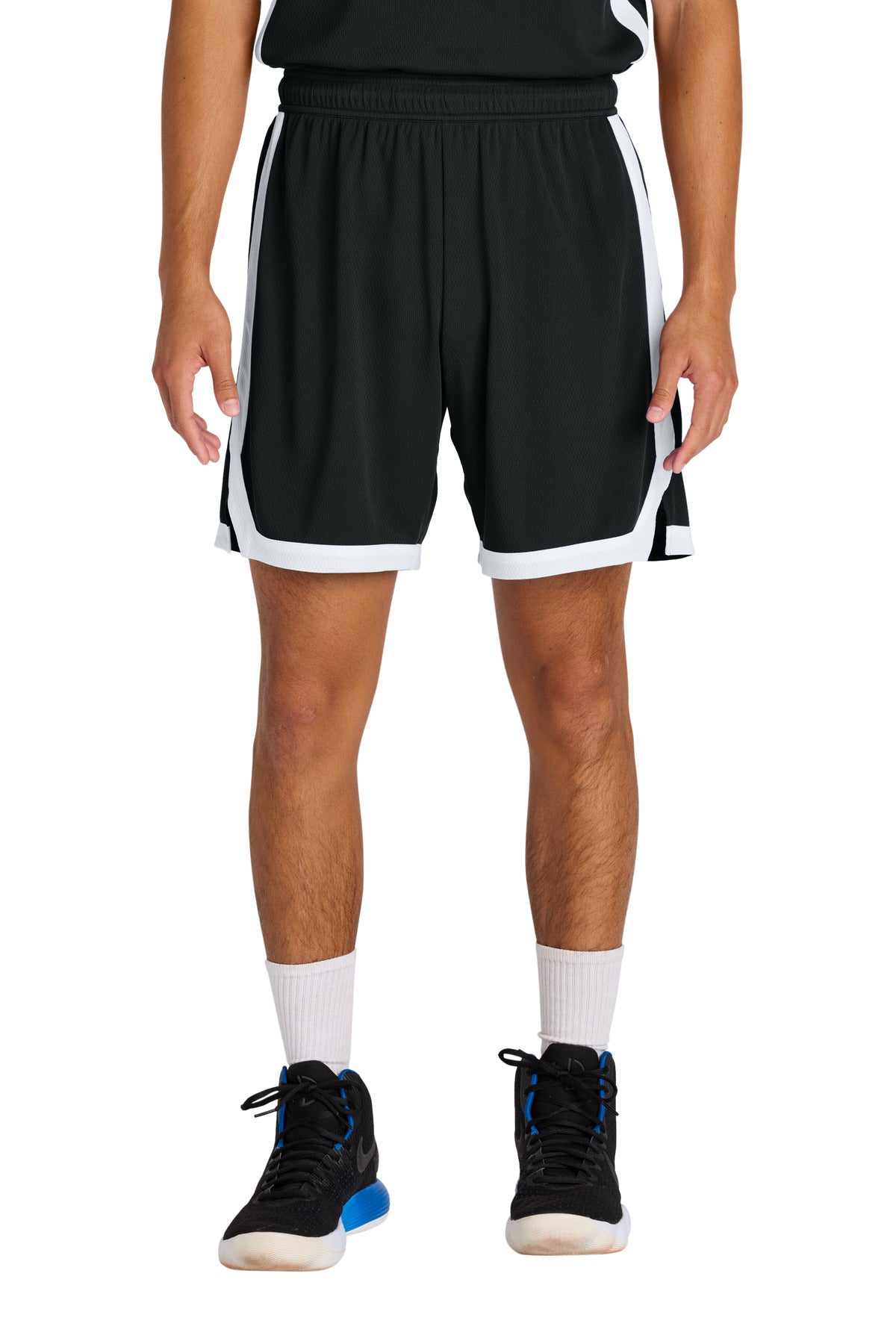 Sport-Tek Rival Basketball 7 Short ST901 - Black/ White