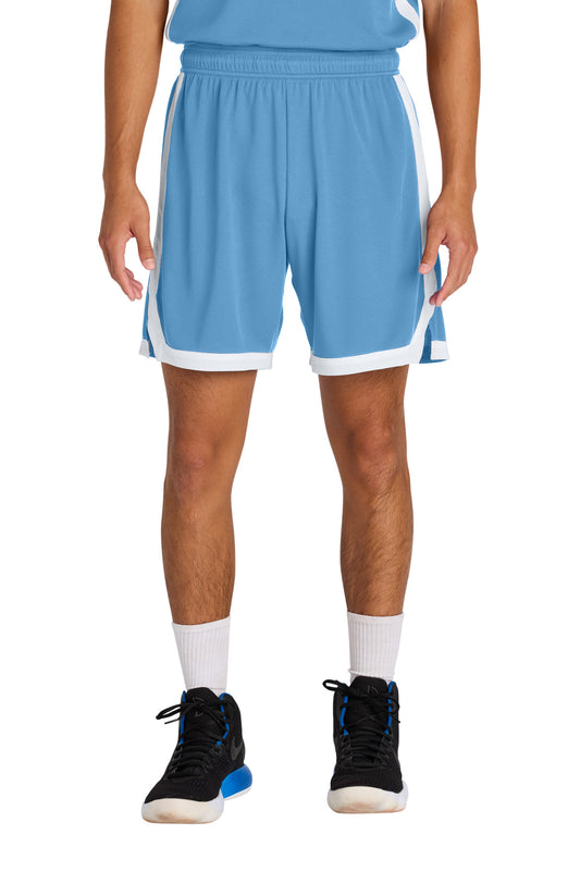 Sport-Tek Rival Basketball 7 Short ST901 - Carolina Blue/ White