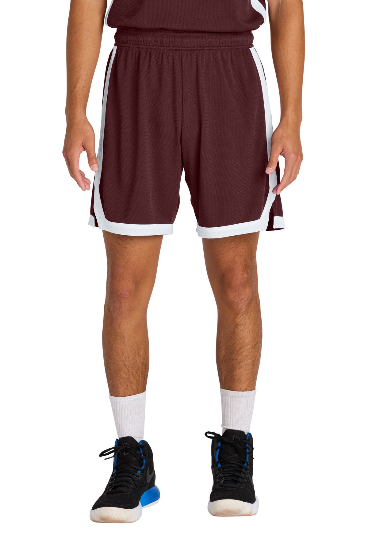 Sport-Tek Rival Basketball 7 Short ST901 - Maroon/ White