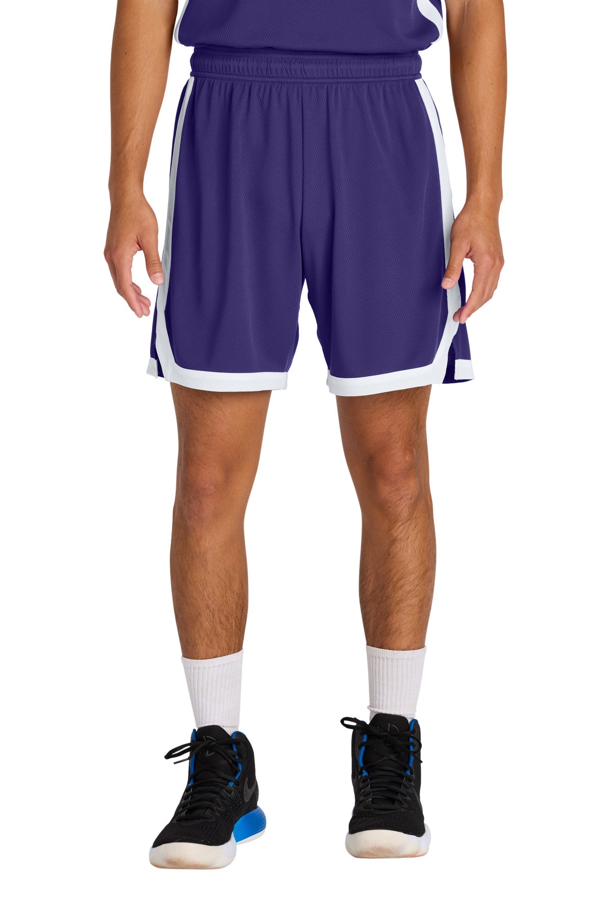 Sport-Tek Rival Basketball 7 Short ST901 - Purple/ White