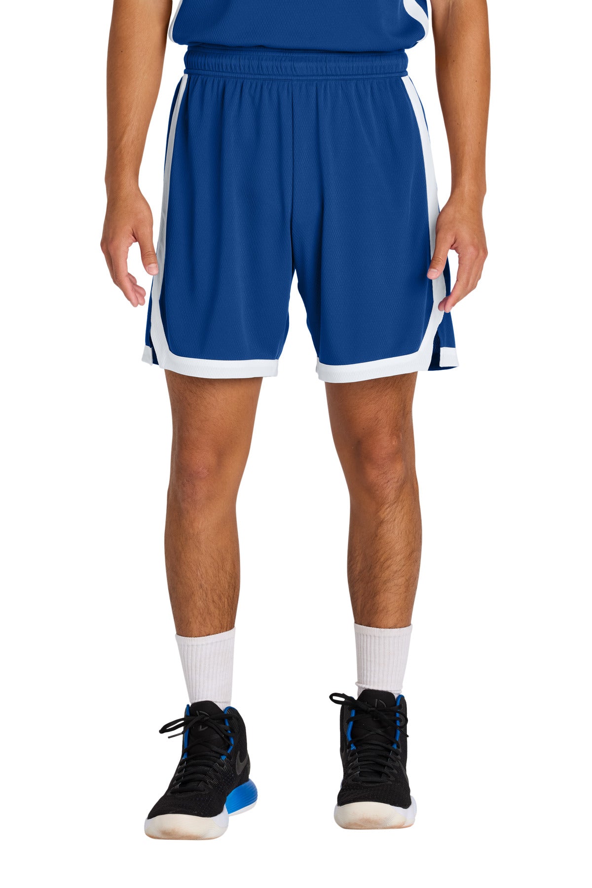 Sport-Tek Rival Basketball 7 Short ST901 - True Royal/ White