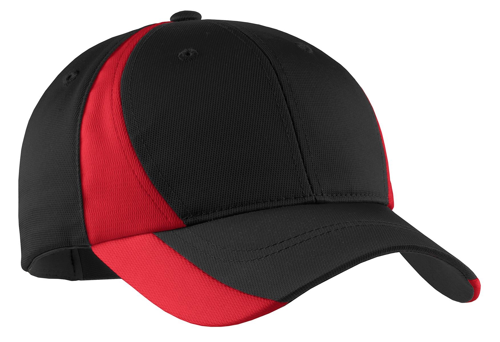 Sport-Tek Dry Zone Nylon Colorblock Cap. STC11 - Black/ True Red