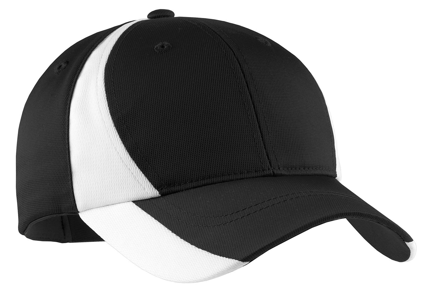 Sport-Tek Dry Zone Nylon Colorblock Cap. STC11 - Black/ White