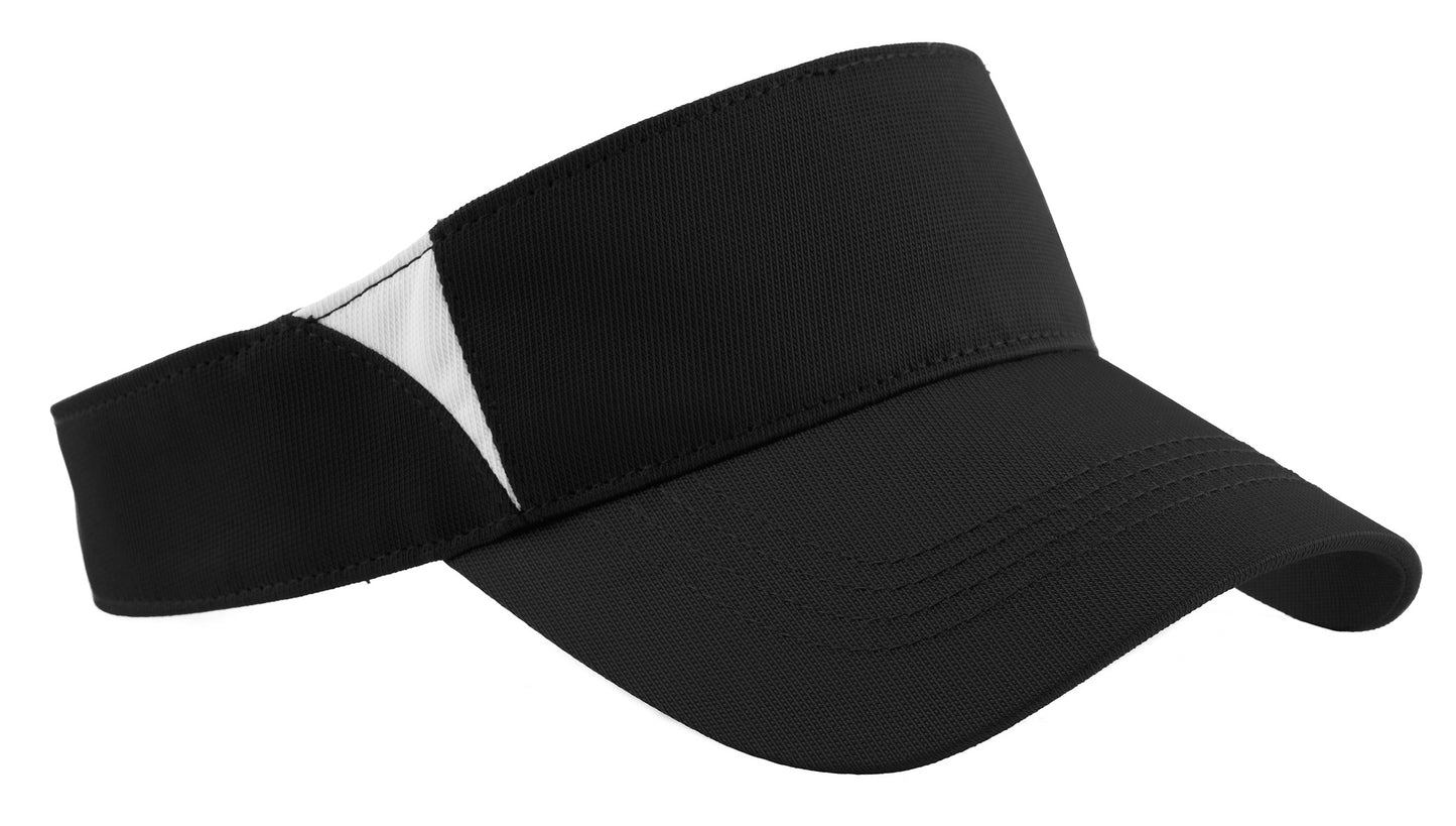 Sport-Tek Dry Zone Colorblock Visor.  STC13 - Black/ White