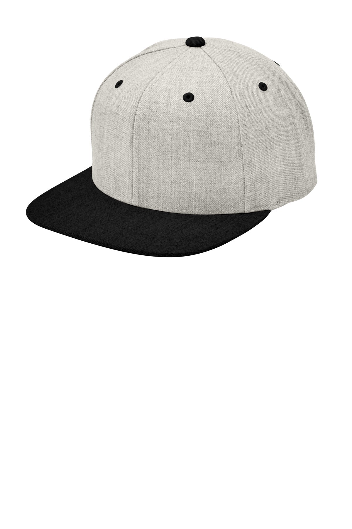 Sport-Tek YP Classics Flat Bill Snapback Cap. STC19 - Heather Grey/ Black