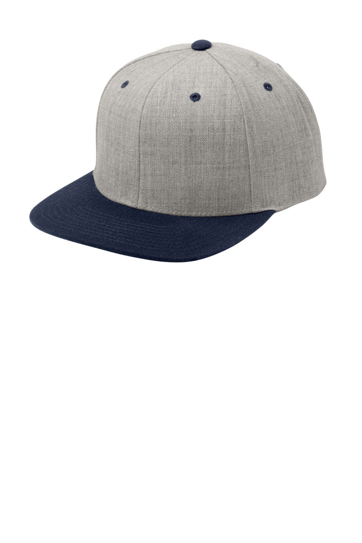Sport-Tek YP Classics Flat Bill Snapback Cap. STC19 - Heather Grey/ True Navy