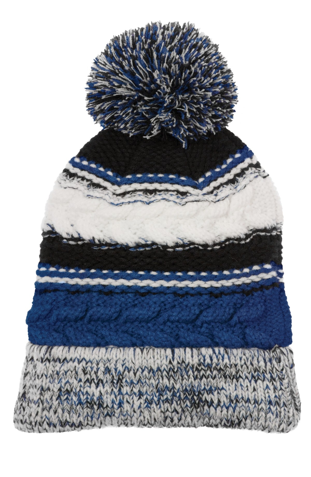 Sport-Tek Pom Pom Team Beanie. STC21 - True Royal/ Black/ White