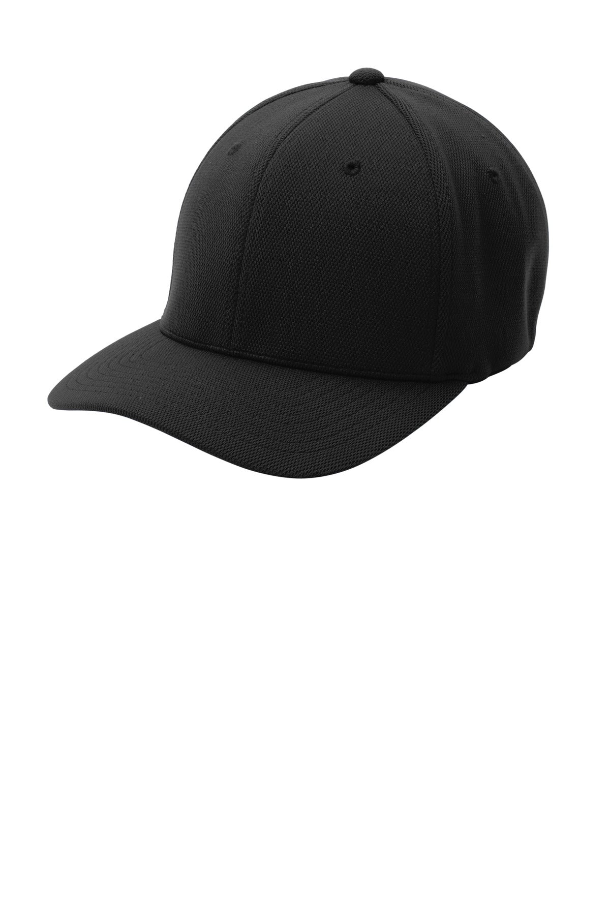 Sport-Tek Flexfit Cool & Dry Poly Block Mesh Cap. STC22 - Black