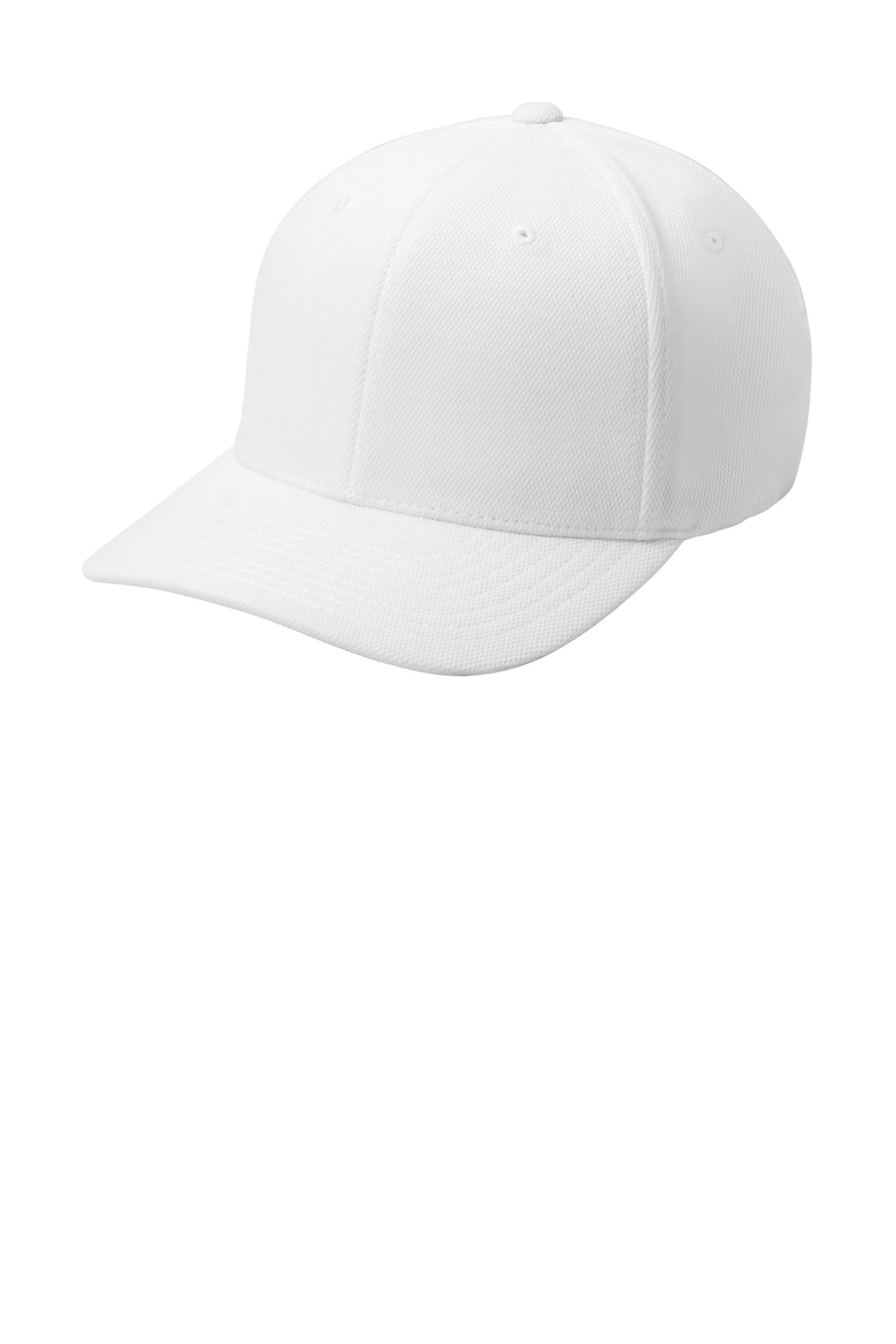 Sport-Tek Flexfit Cool & Dry Poly Block Mesh Cap. STC22 - White
