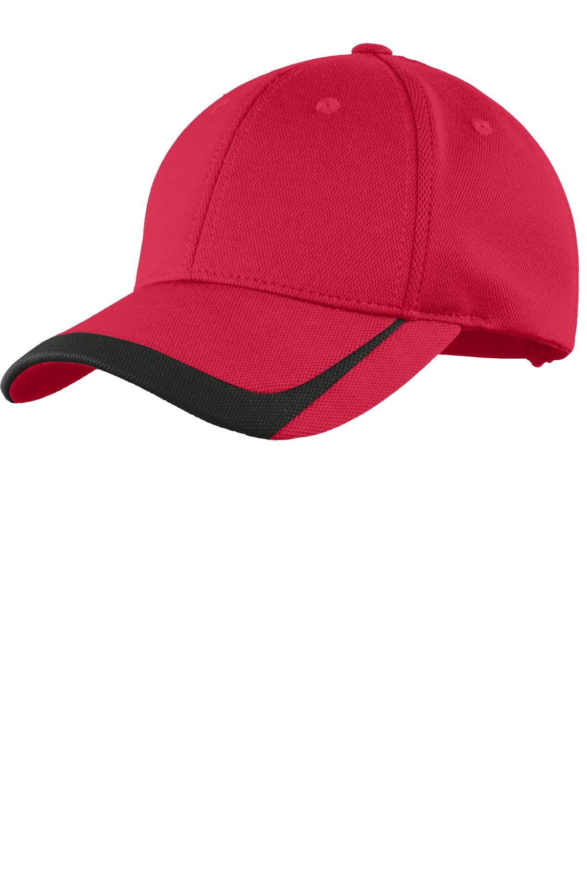 Sport-Tek Pique Colorblock Cap. STC24 - True Red/ Black