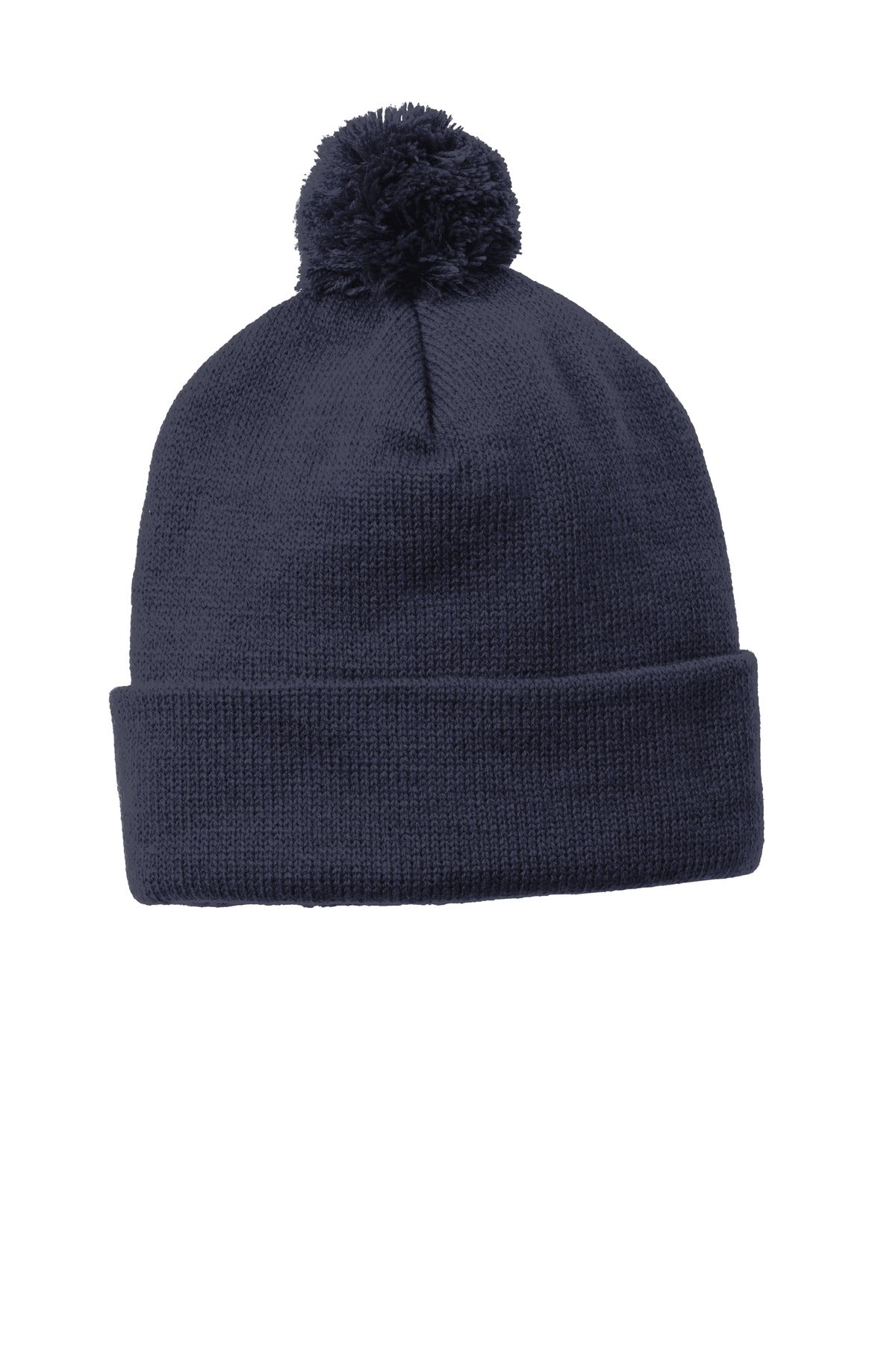 Sport-Tek  Solid Pom Pom Beanie. STC37 - True Navy