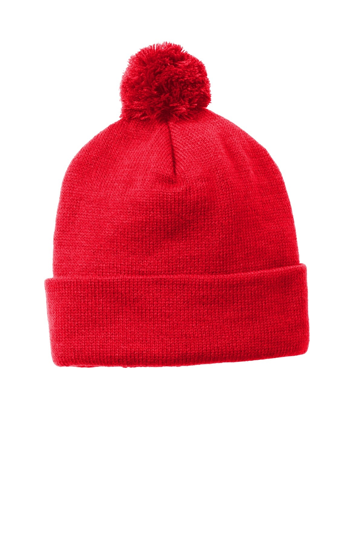 Sport-Tek  Solid Pom Pom Beanie. STC37 - True Red