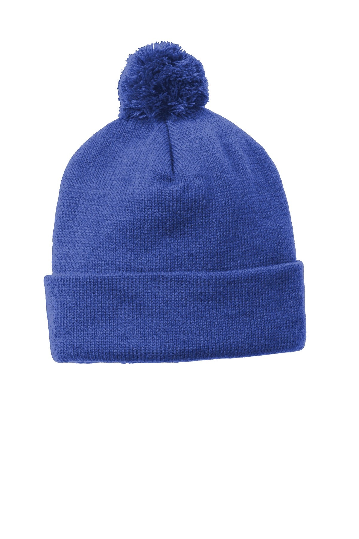 Sport-Tek  Solid Pom Pom Beanie. STC37 - True Royal