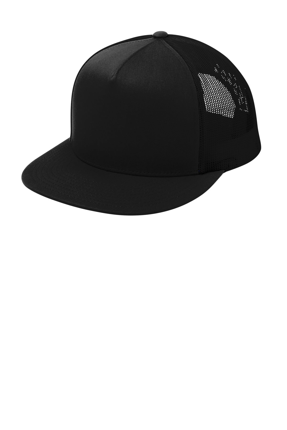 Sport-Tek YP Classics  5-Panel Classic Trucker Mesh Back Cap. STC38 - Black/ Black