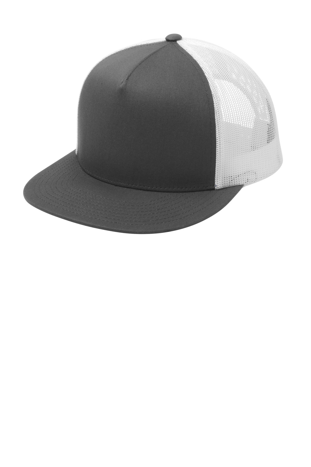 Sport-Tek YP Classics  5-Panel Classic Trucker Mesh Back Cap. STC38 - Graphite/ White