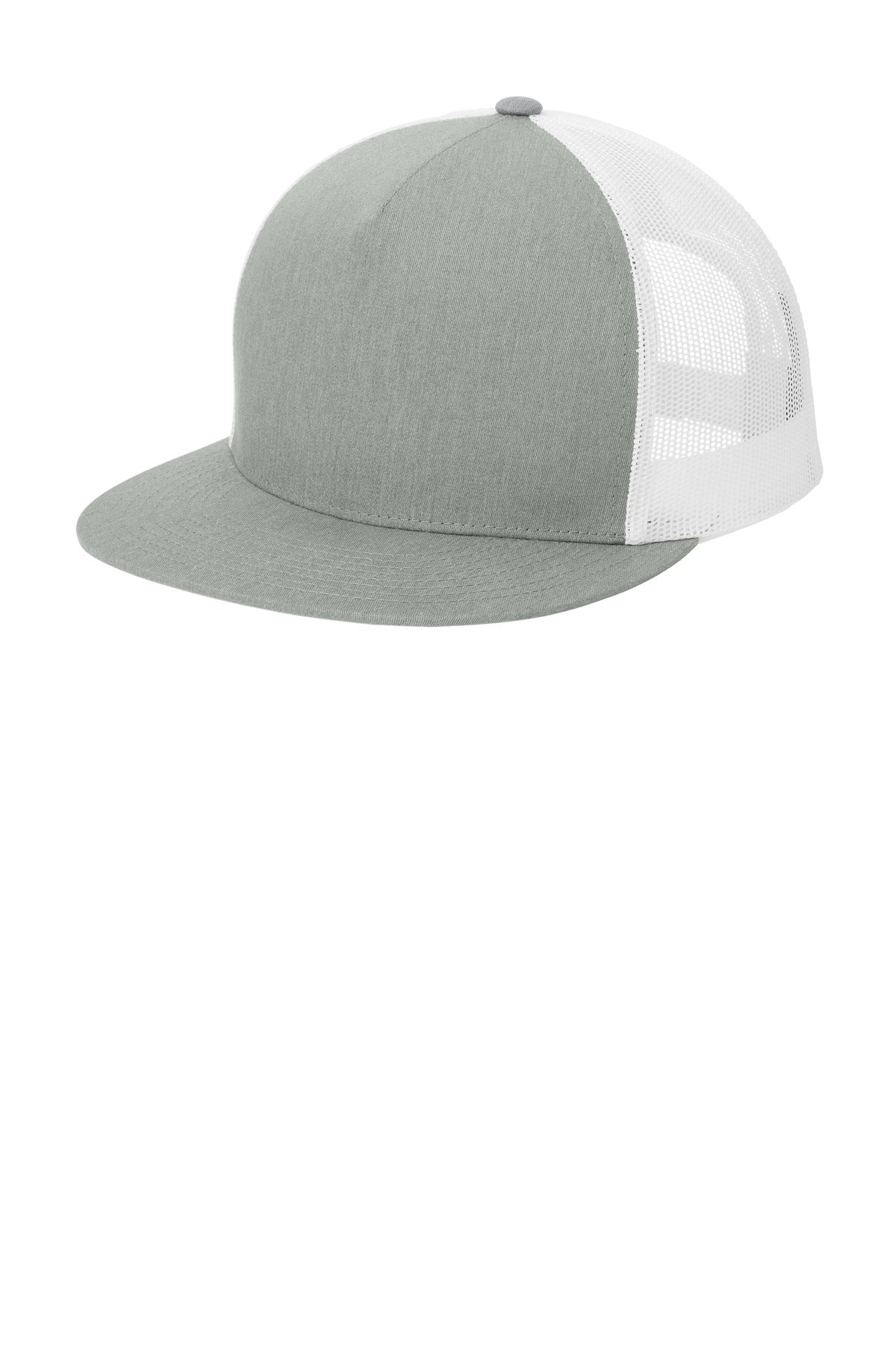 Sport-Tek YP Classics  5-Panel Classic Trucker Mesh Back Cap. STC38 - Heather Grey/ White