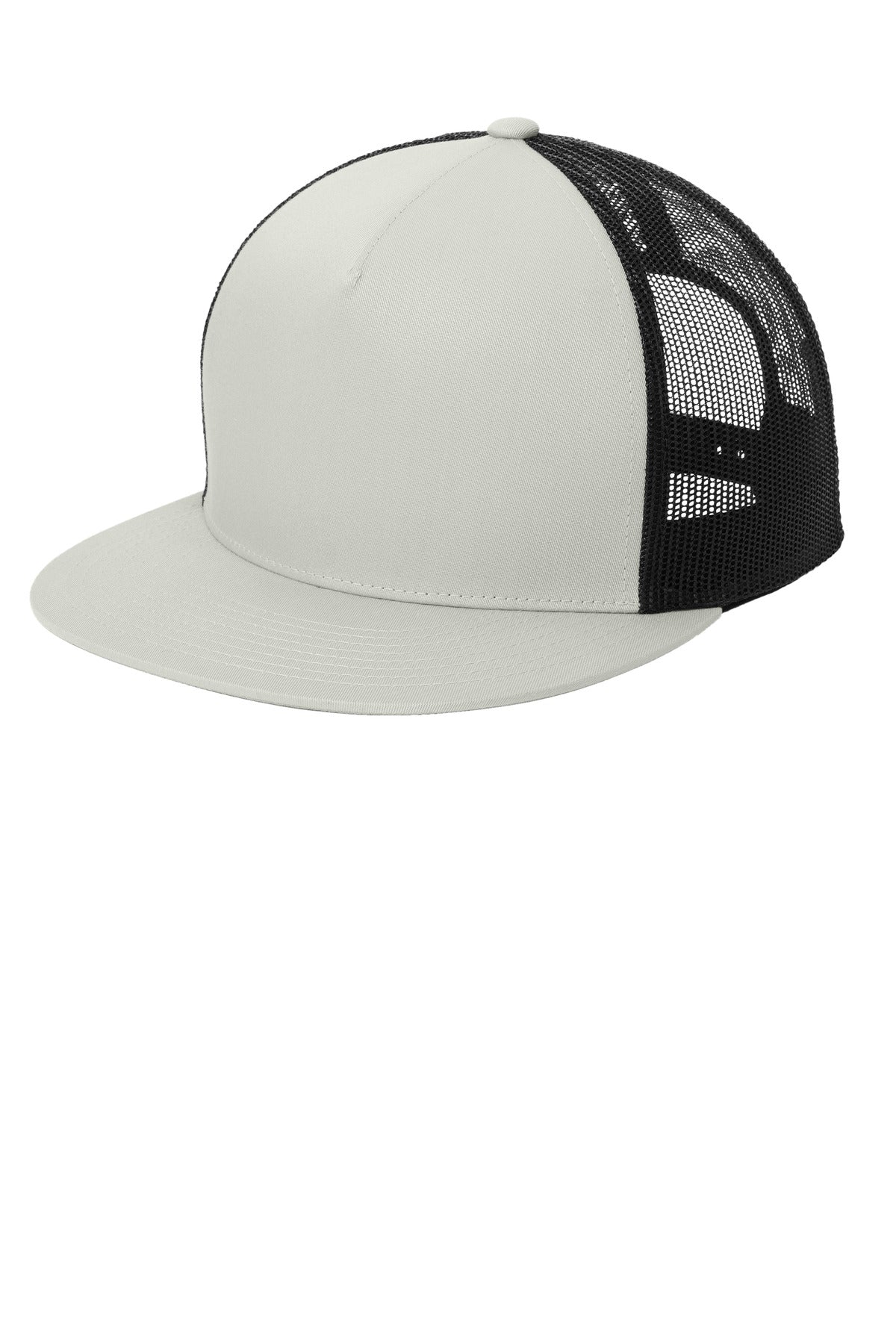 Sport-Tek YP Classics  5-Panel Classic Trucker Mesh Back Cap. STC38 - Silver/ Black