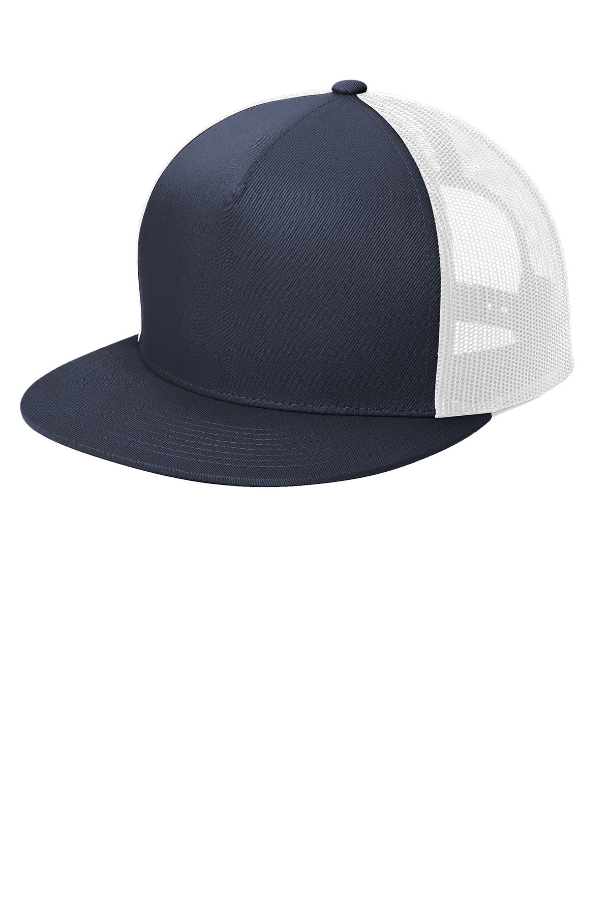 Sport-Tek YP Classics  5-Panel Classic Trucker Mesh Back Cap. STC38 - True Navy/ White