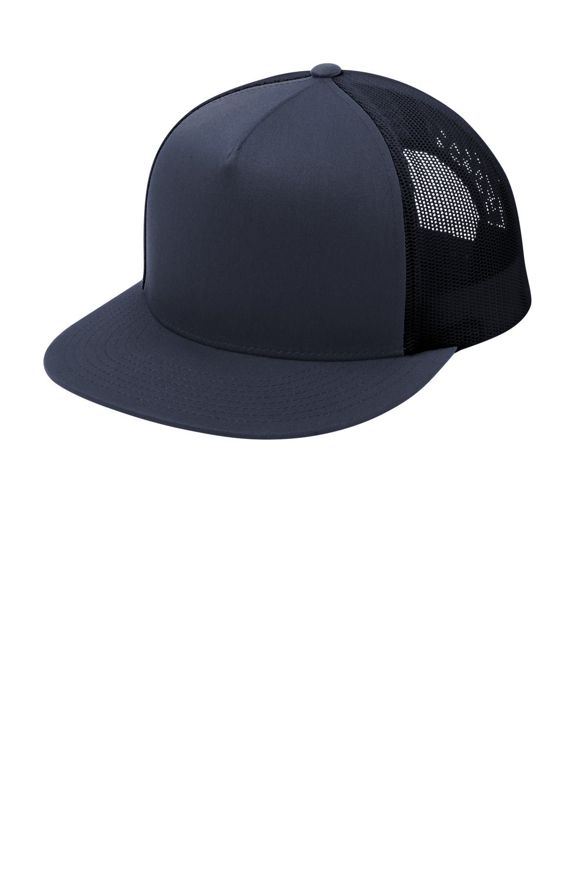 Sport-Tek YP Classics  5-Panel Classic Trucker Mesh Back Cap. STC38 - True Navy/ True Navy