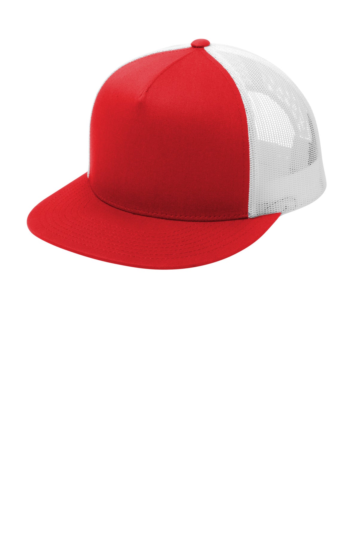 Sport-Tek YP Classics  5-Panel Classic Trucker Mesh Back Cap. STC38 - True Red/ White