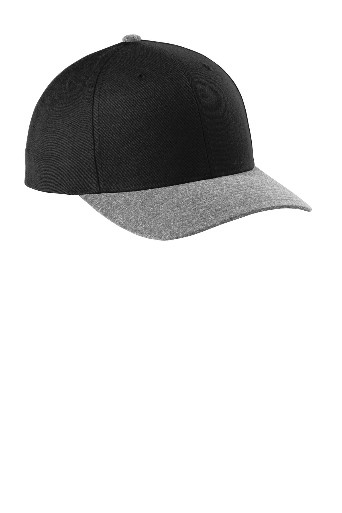 Sport-Tek  YP Classics  Curve Bill Snapback Cap. STC43 - Black/ Grey Heather
