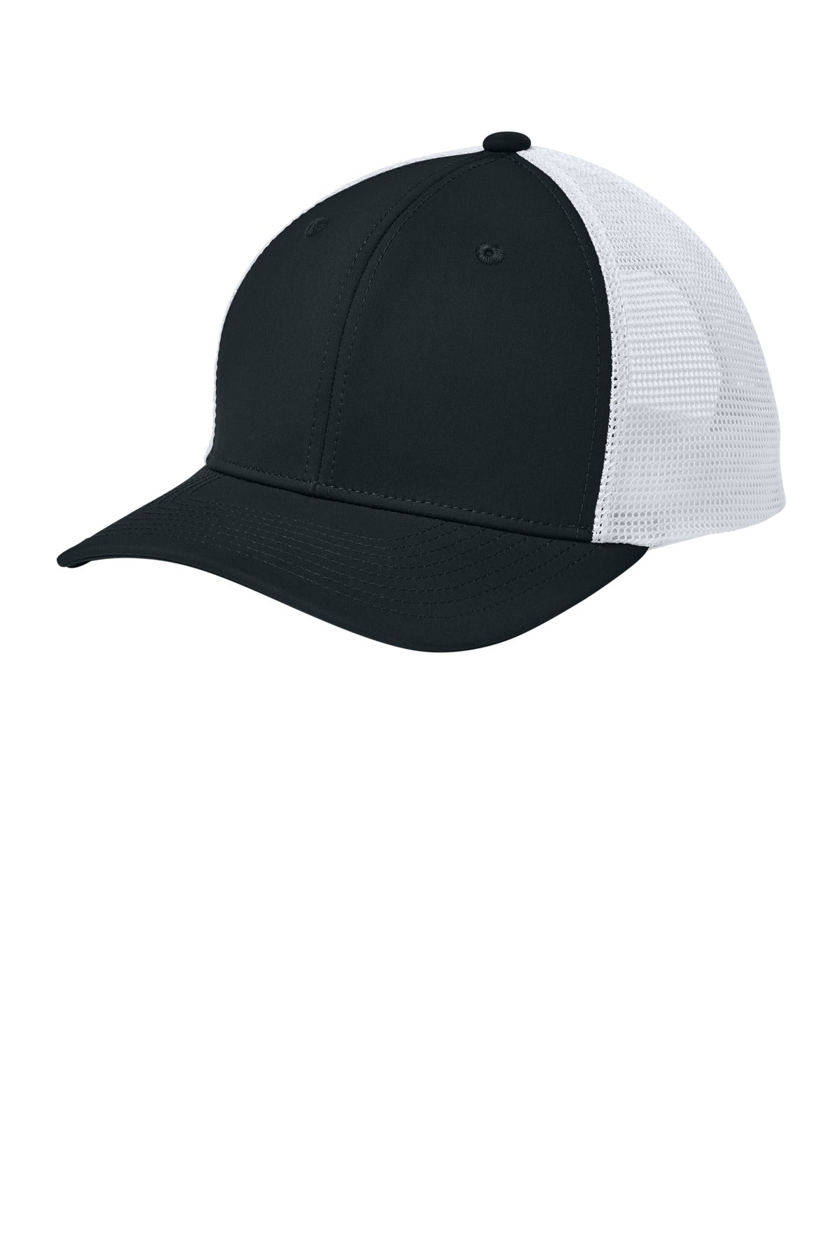 Sport-Tek Club Trucker Cap STC46 - Black/ White