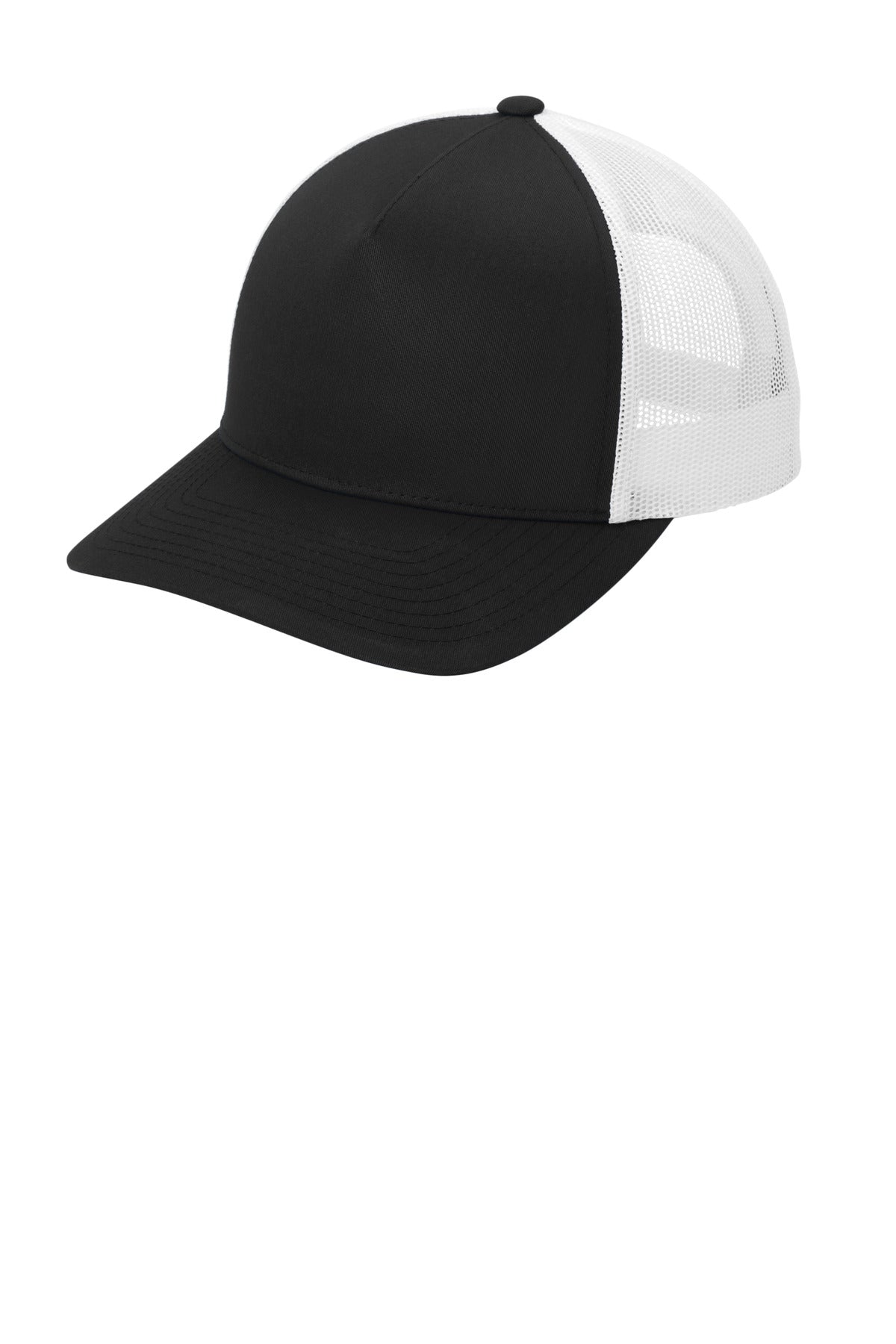 Sport-Tek YP Classics Retro Trucker 5-Panel Cap STC54 - Black/ White
