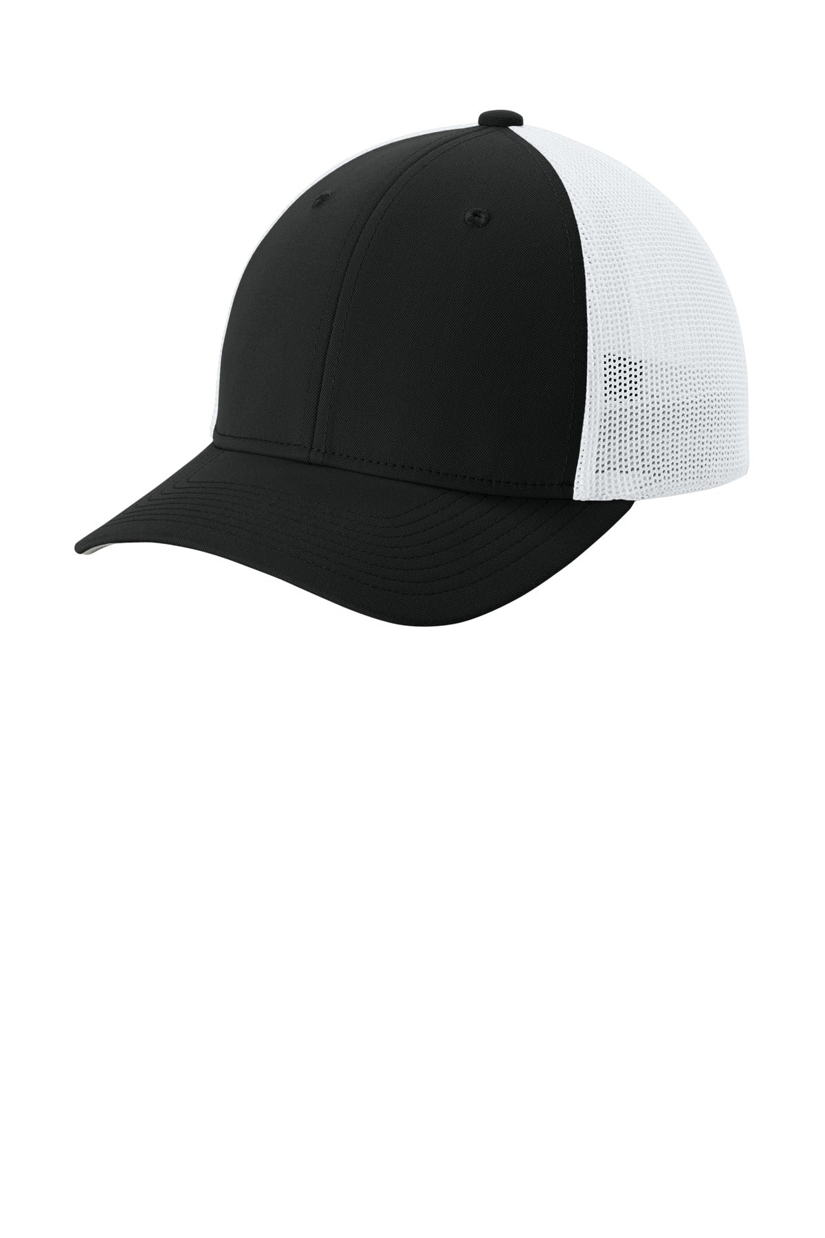 Sport-Tek Stretch-Tek Mesh Back Cap STC60 - Black/ White