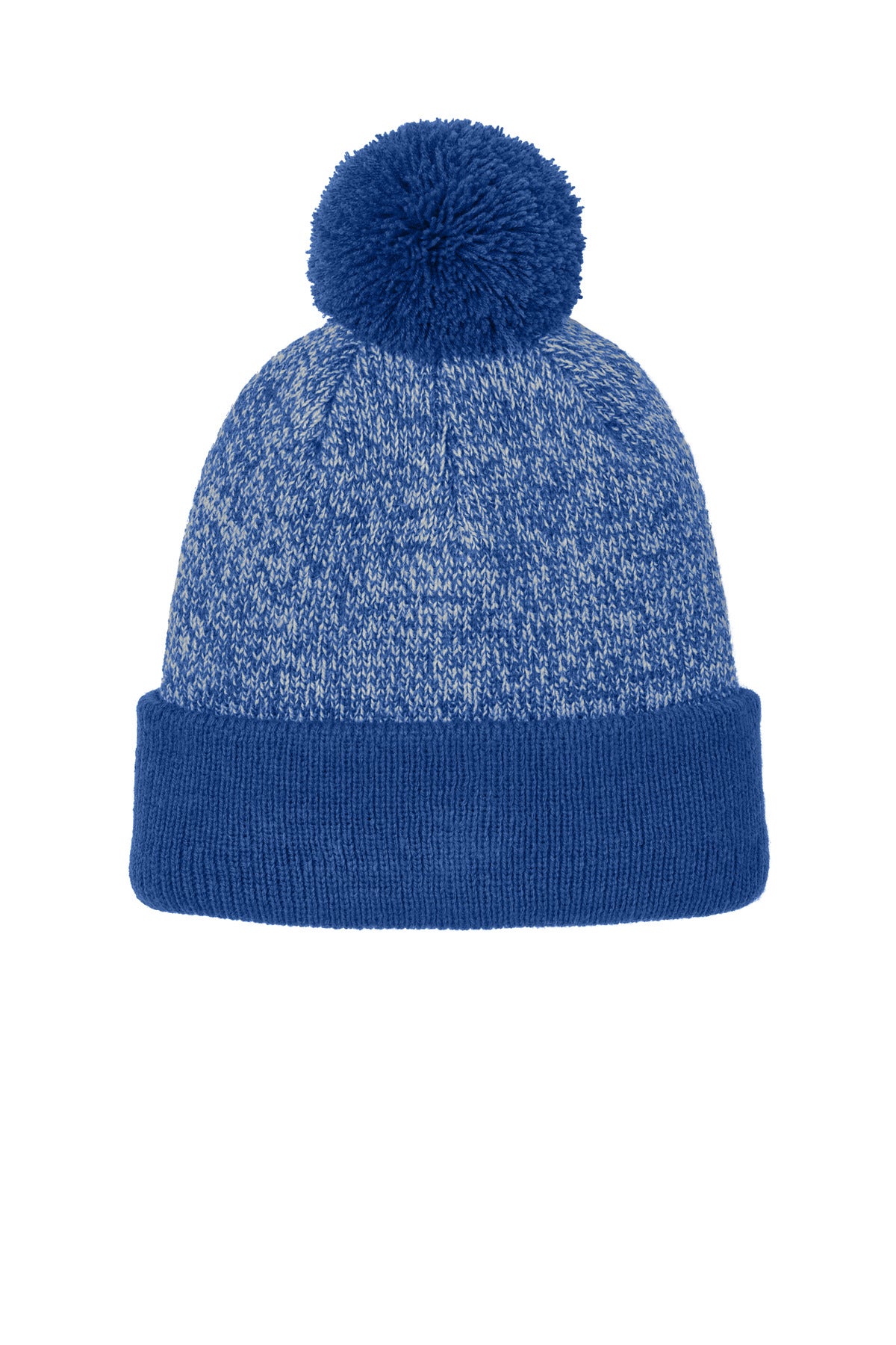 Sport-Tek Halftime Heather Pom Beanie STC68 - True Royal/ Silver