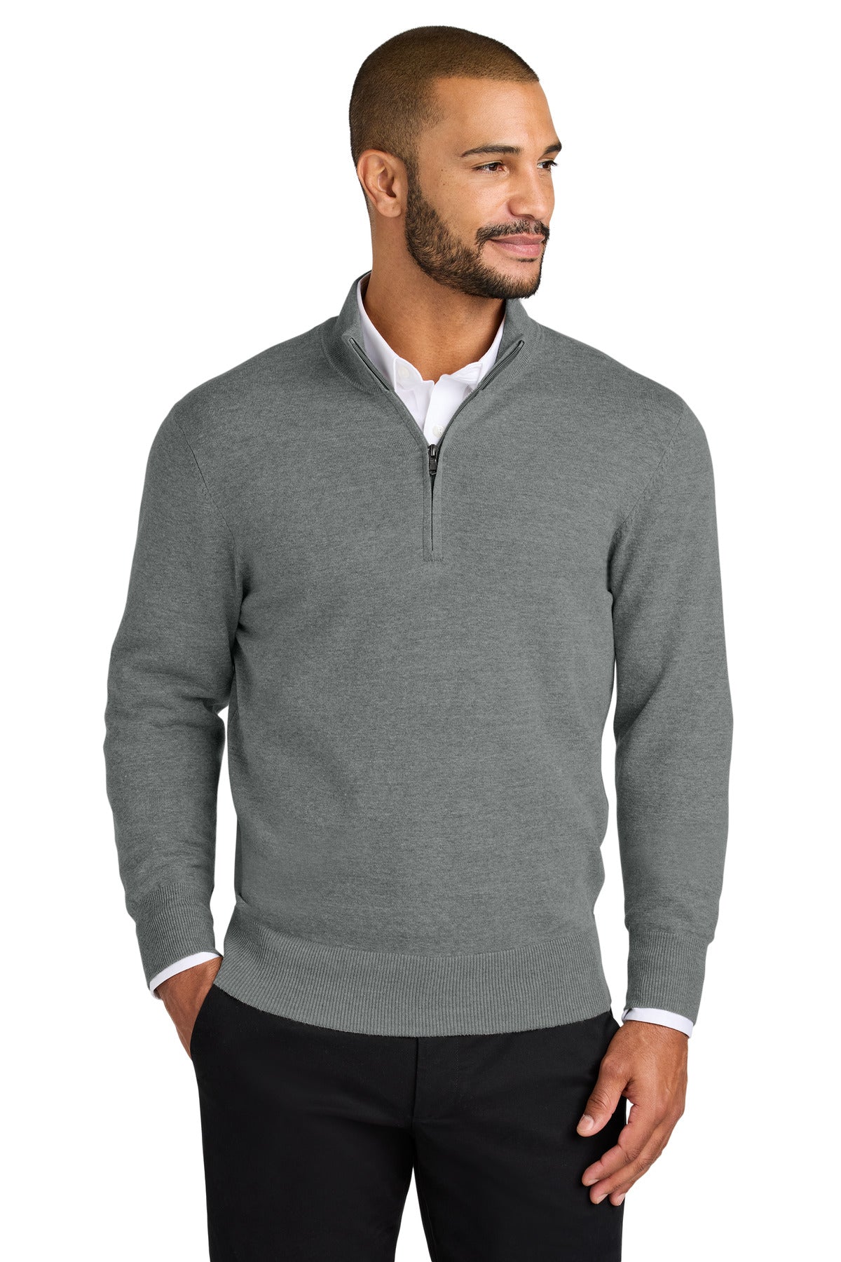 Port Authority Easy Care 1/4-Zip Sweater SW2900 - Medium Heather Grey