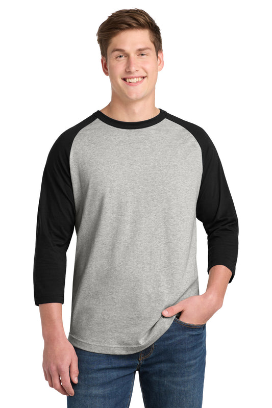 Sport-Tek Colorblock Raglan Jersey.  T200 - Heather Grey/ Black