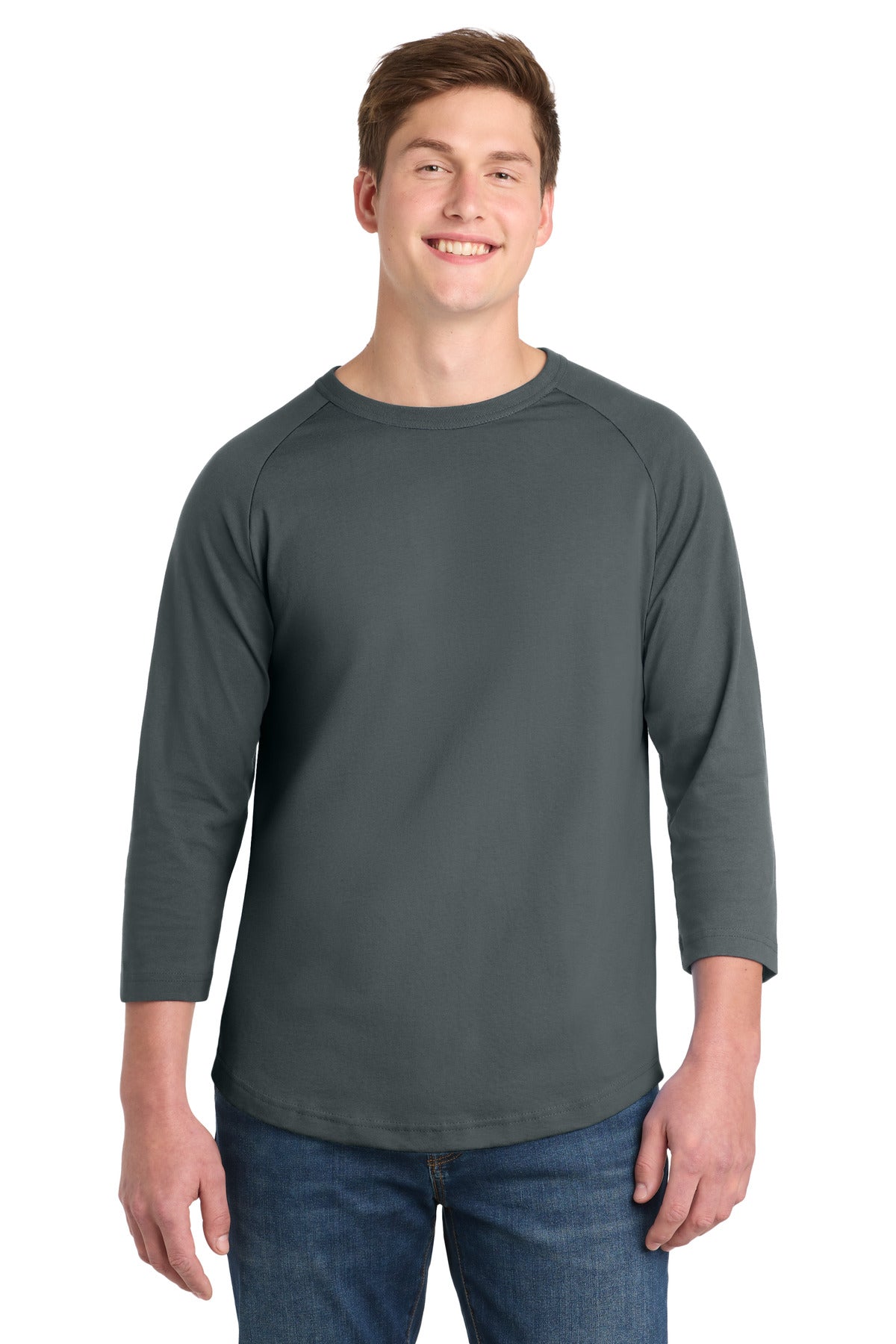 Sport-Tek Colorblock Raglan Jersey.  T200 - Iron Grey